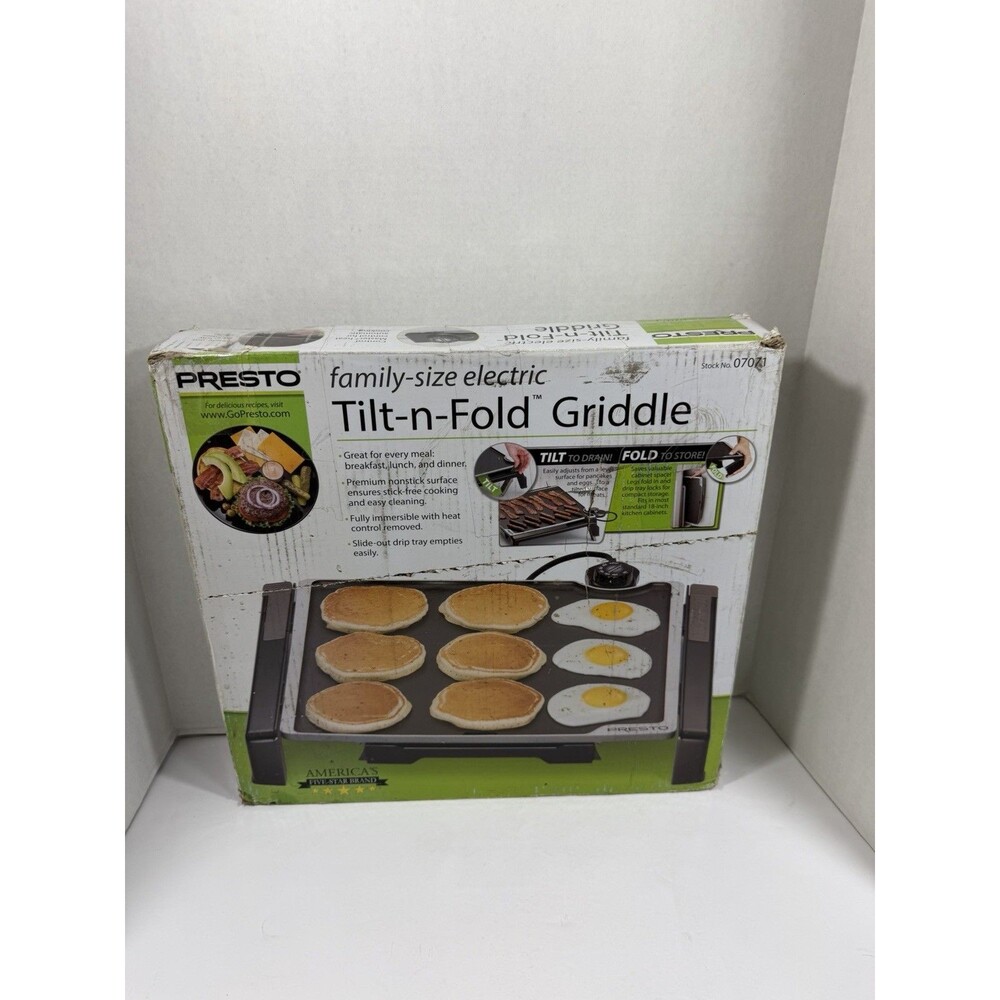 Presto 07071 15-inch Electric Tilt-n-fold Griddle, Black